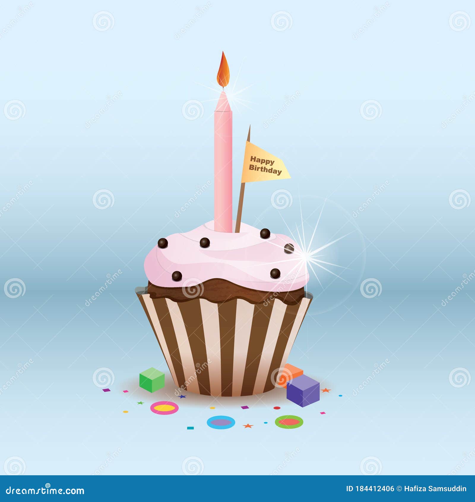 Birthday Cupcake. Vector Illustration Decorative Background Design ...