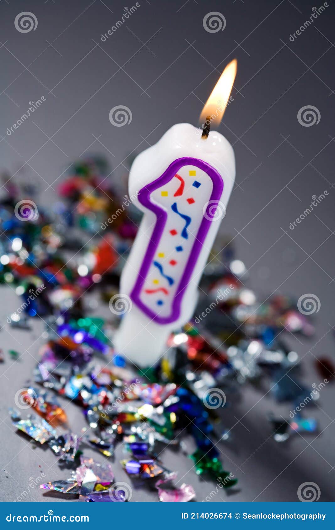 Birthday First Birthday Candle Stock Photo Image of candle, confetti