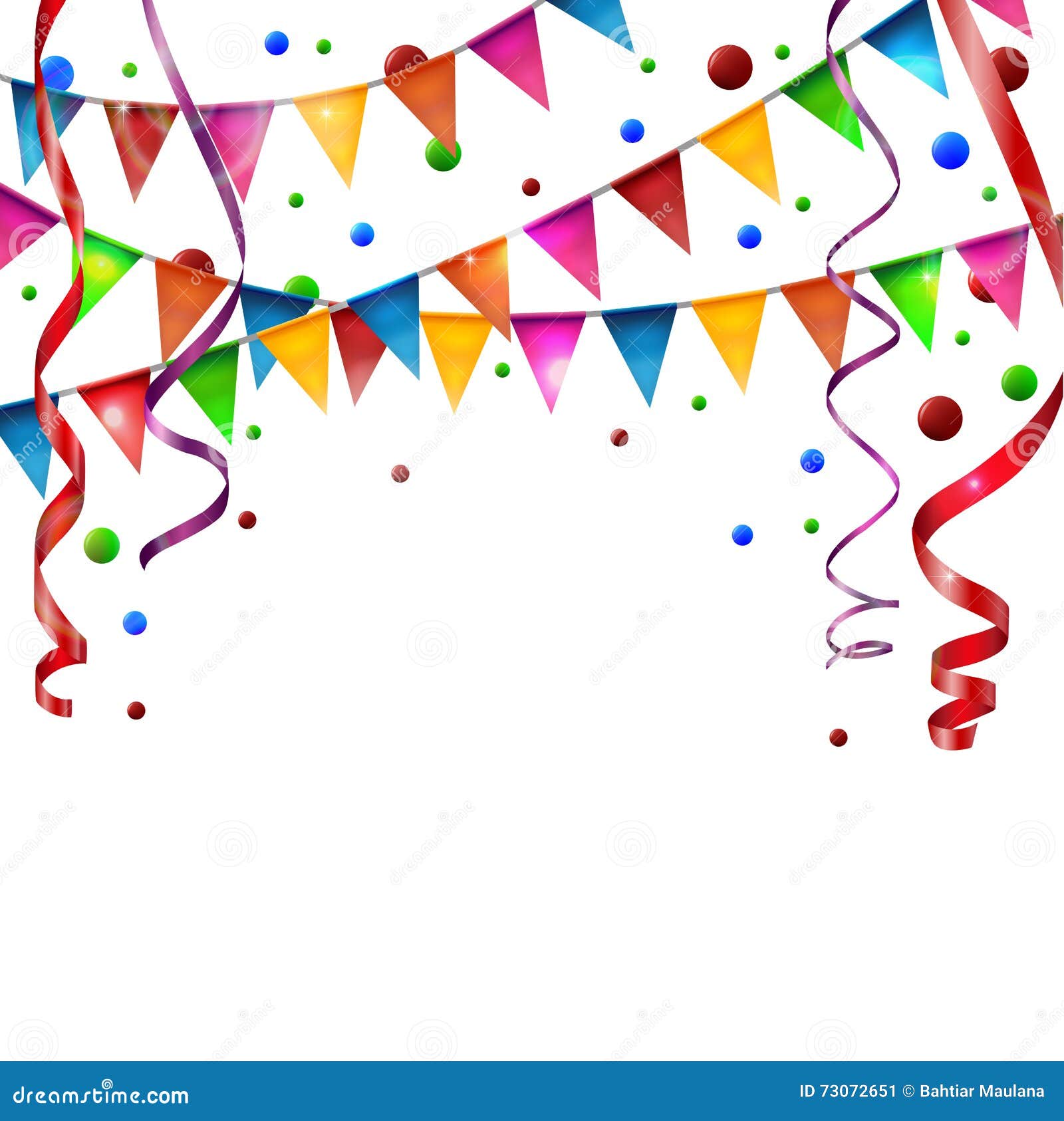 Download Birthday flags with ribbon stock vector. Illustration of festival - 73072651