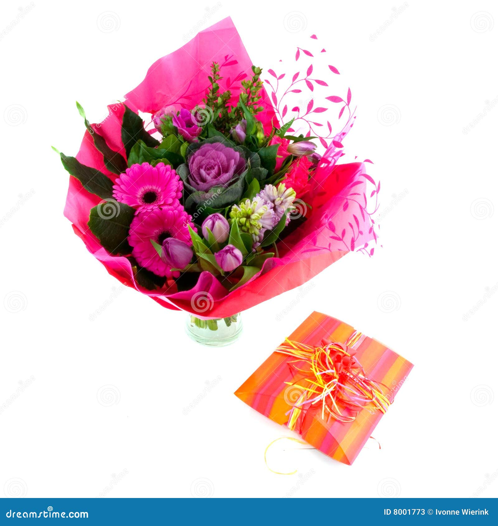 Birthday Flowers and Present Stock Image Image of holidays, tulips