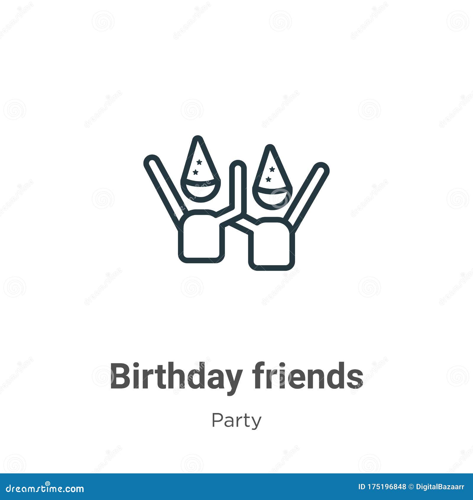Birthday Friends Outline Vector Icon. Thin Line Black ...