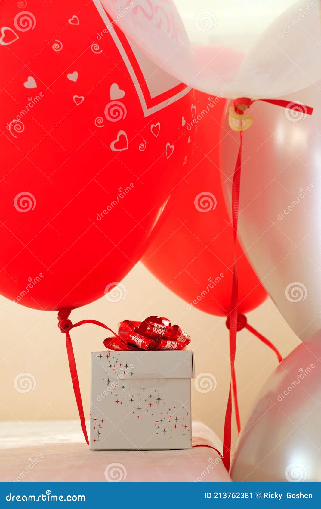 Birthday Gift Box and Balloons. Stock Image Image of surprise, event