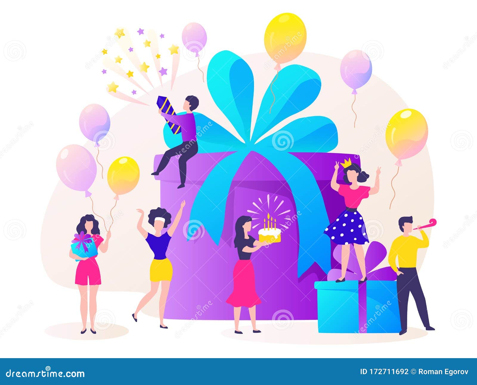 Free Vector  Colorful birthday decoration with presents