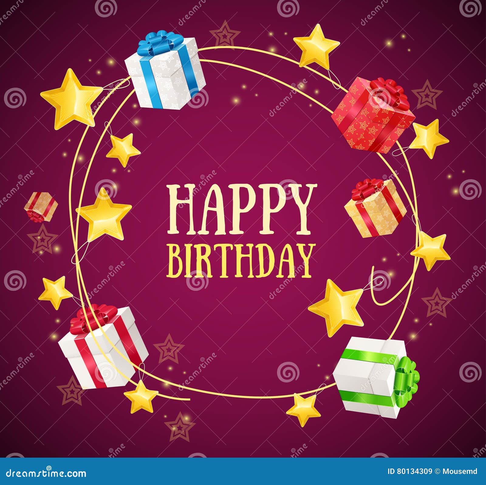Birthday Gift Box Garland Background. Vector Stock Vector