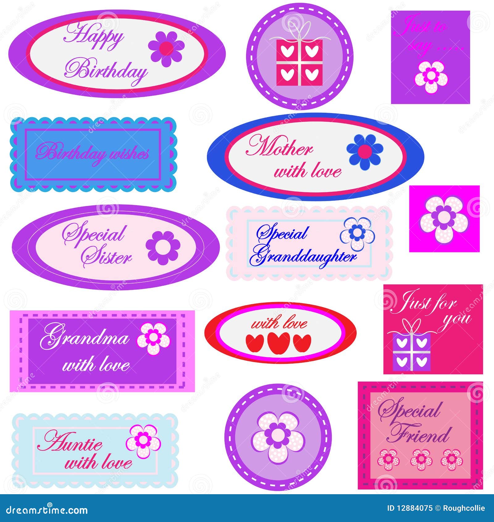 Birthday Gift Labels / Tags Stock Vector - Illustration of Intended For Birthday Labels Template Free