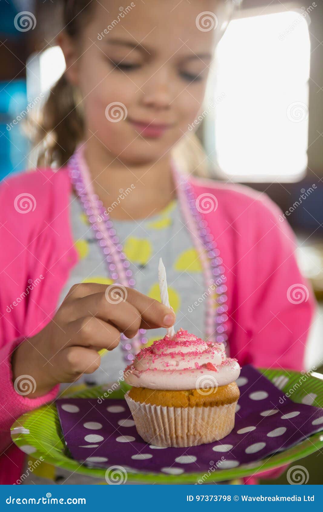 Birthday Girl Holding a Cupcake Stock Photo Image of birthday, female