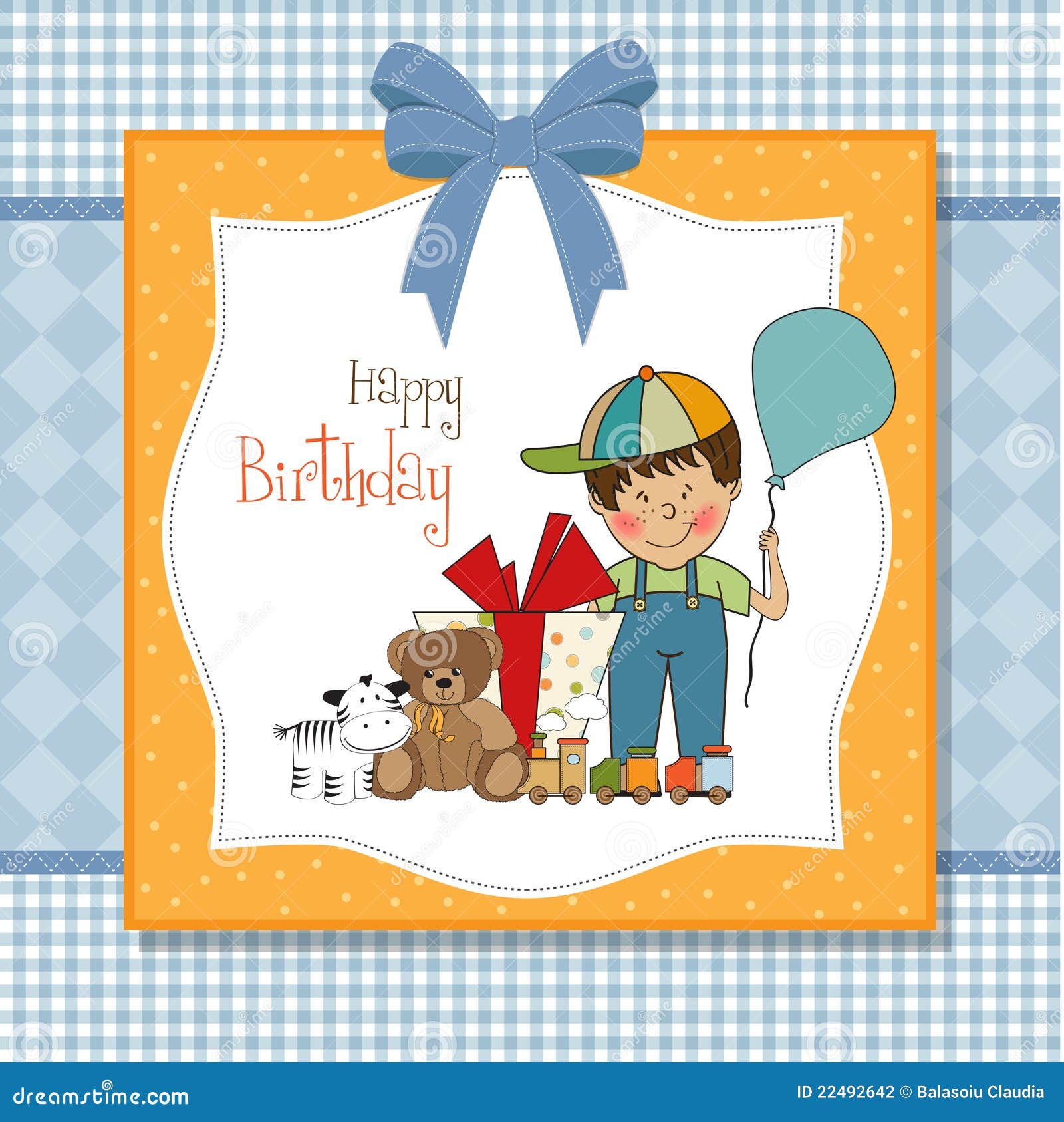 Birthday Greeting Card with Little Boy Stock Illustration