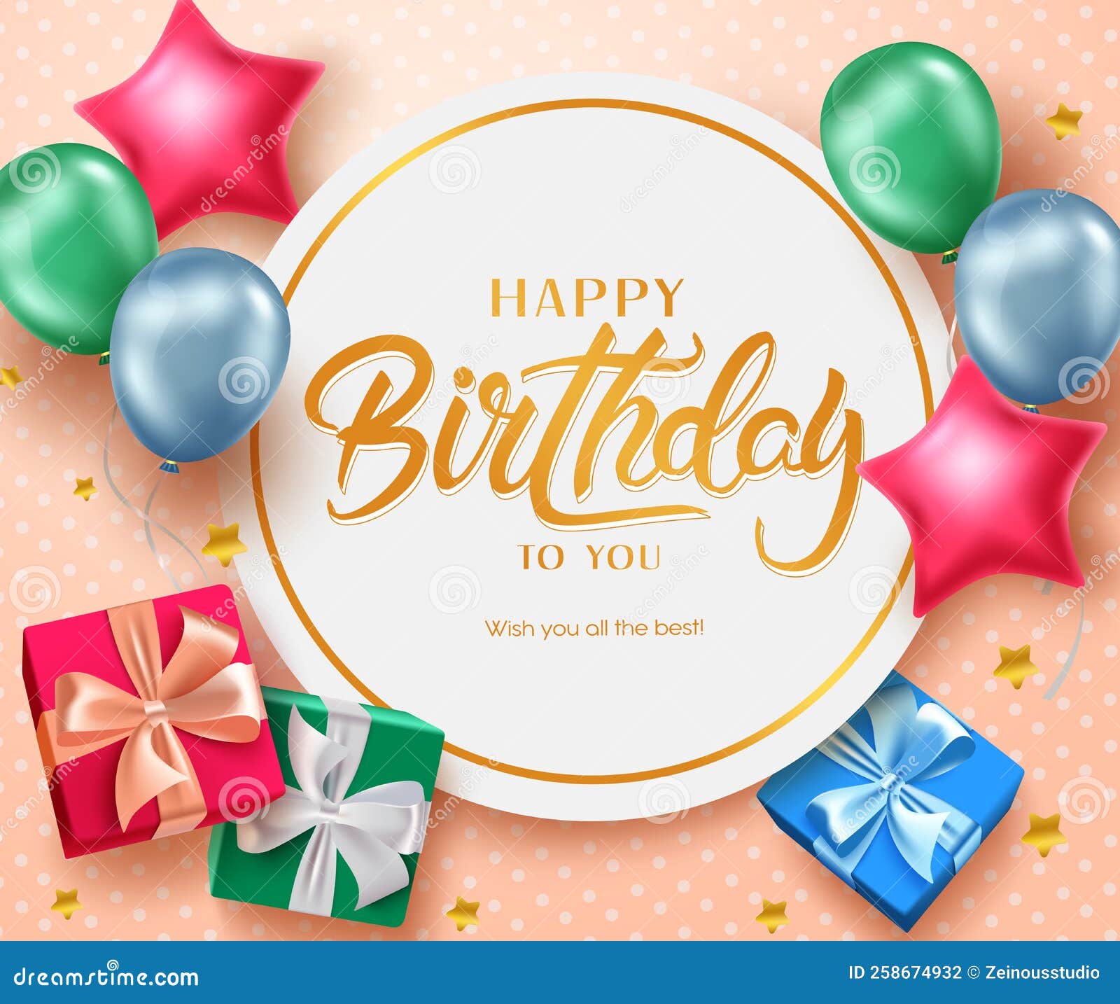 Birthday Greeting Vector Template Design. Happy Birthday Text in Circle Birthday Greeting Vector Template Design. Happy Birthday Text in Circle