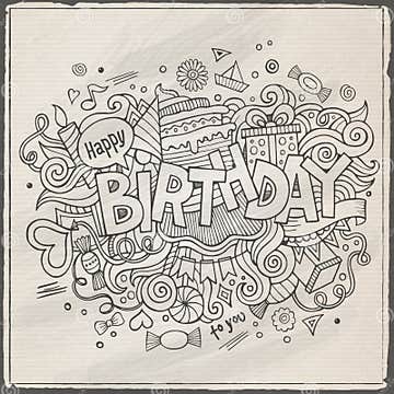 Birthday Hand Lettering and Doodles Elements Stock Vector ...