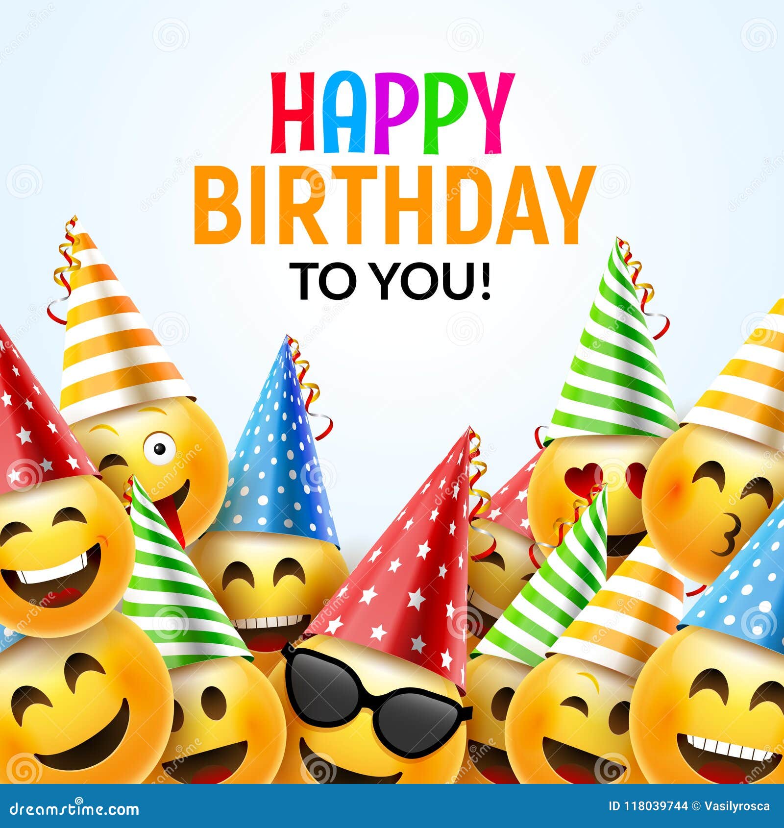 Birthday Happy Smile Greeting Card. Vector Birthday Background 3d ...