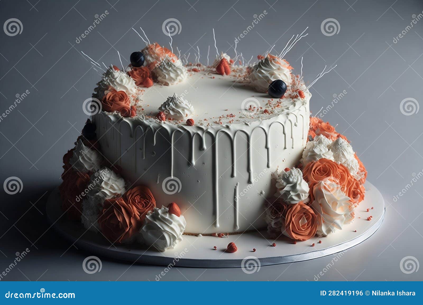 A Birthday Icing Cake with Icing Decoration Stock Illustration