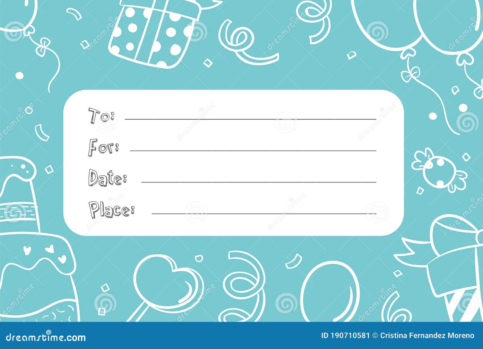 Birthday Invitation Card To Write Name, Date and Place Stock