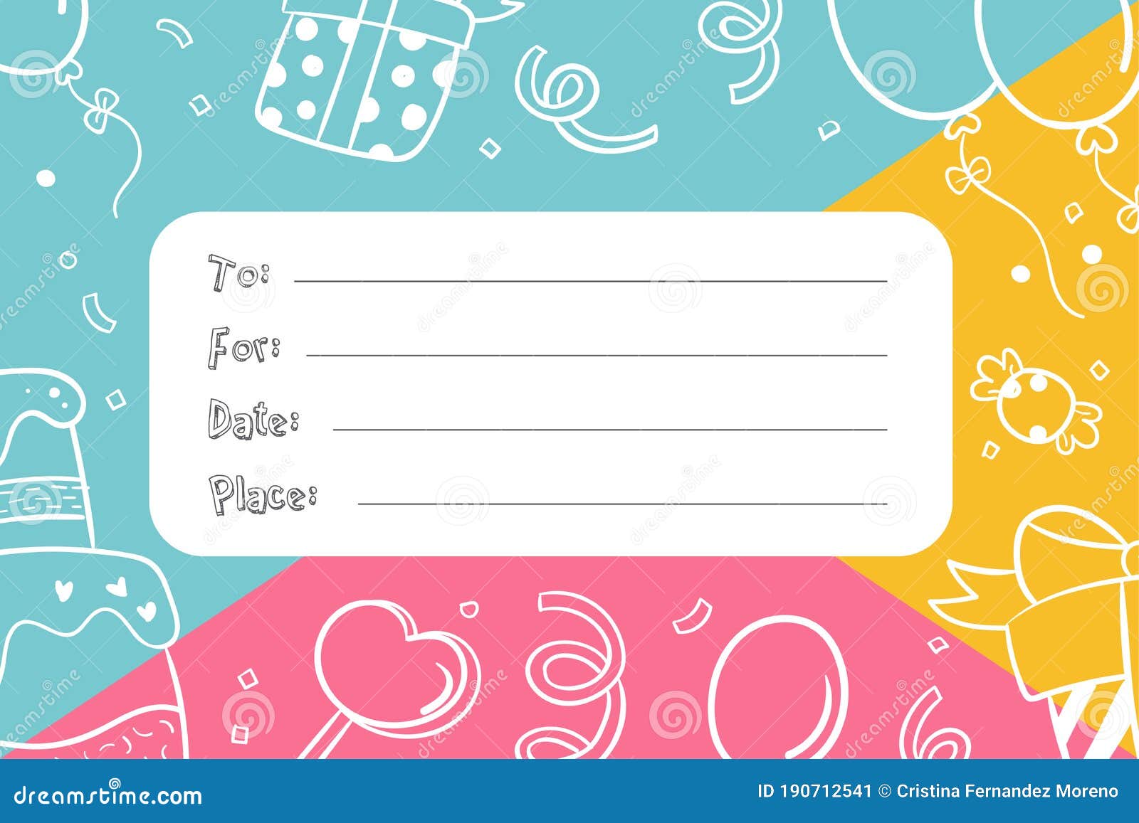 Birthday Invitation Card To Write Name, Date and Place Stock