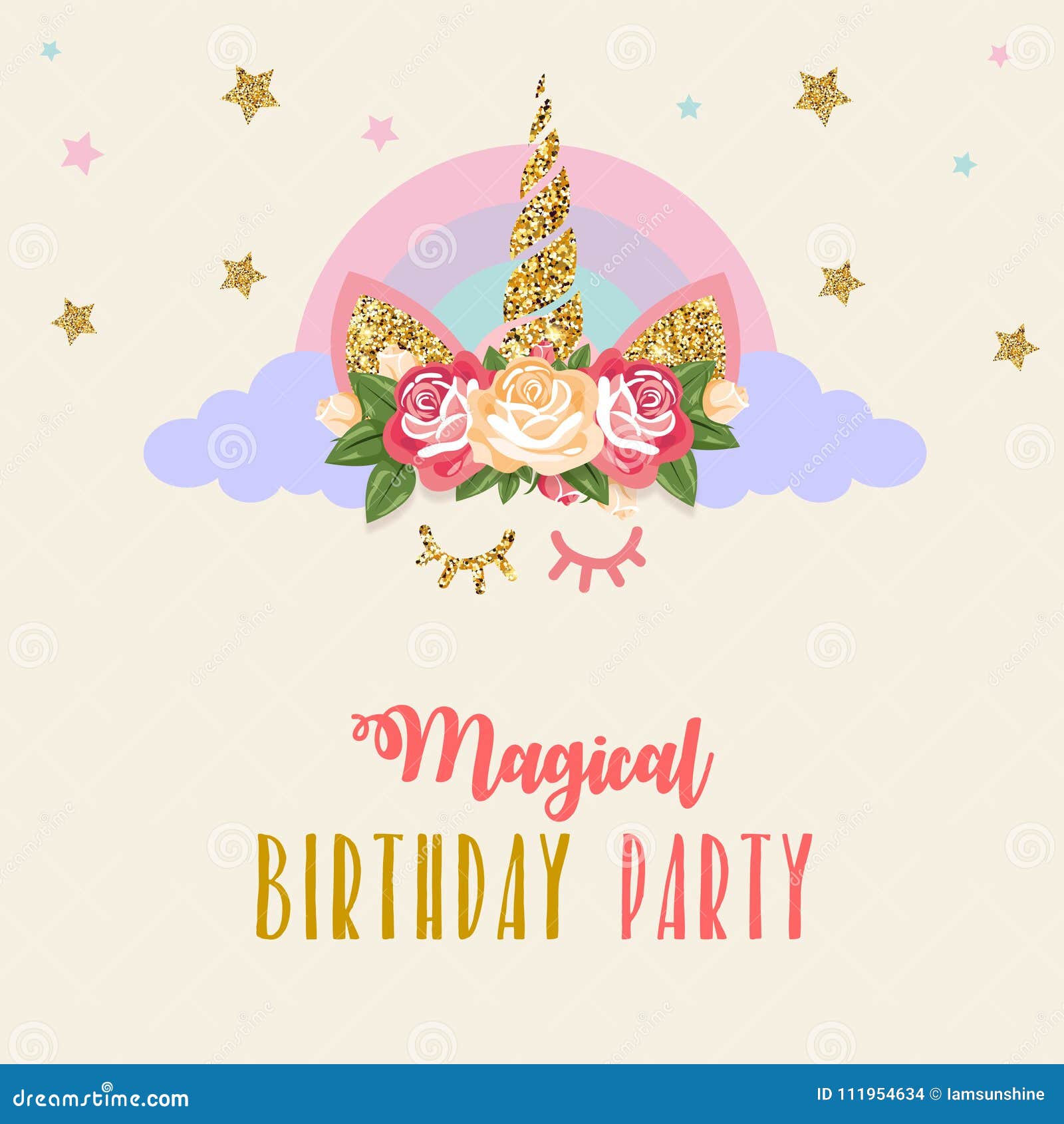 wallpapers Unicorn Background Birthday Invitation https www dreamstime com birthday invitation unicorn cute gliter flowers closed eyes image111954634