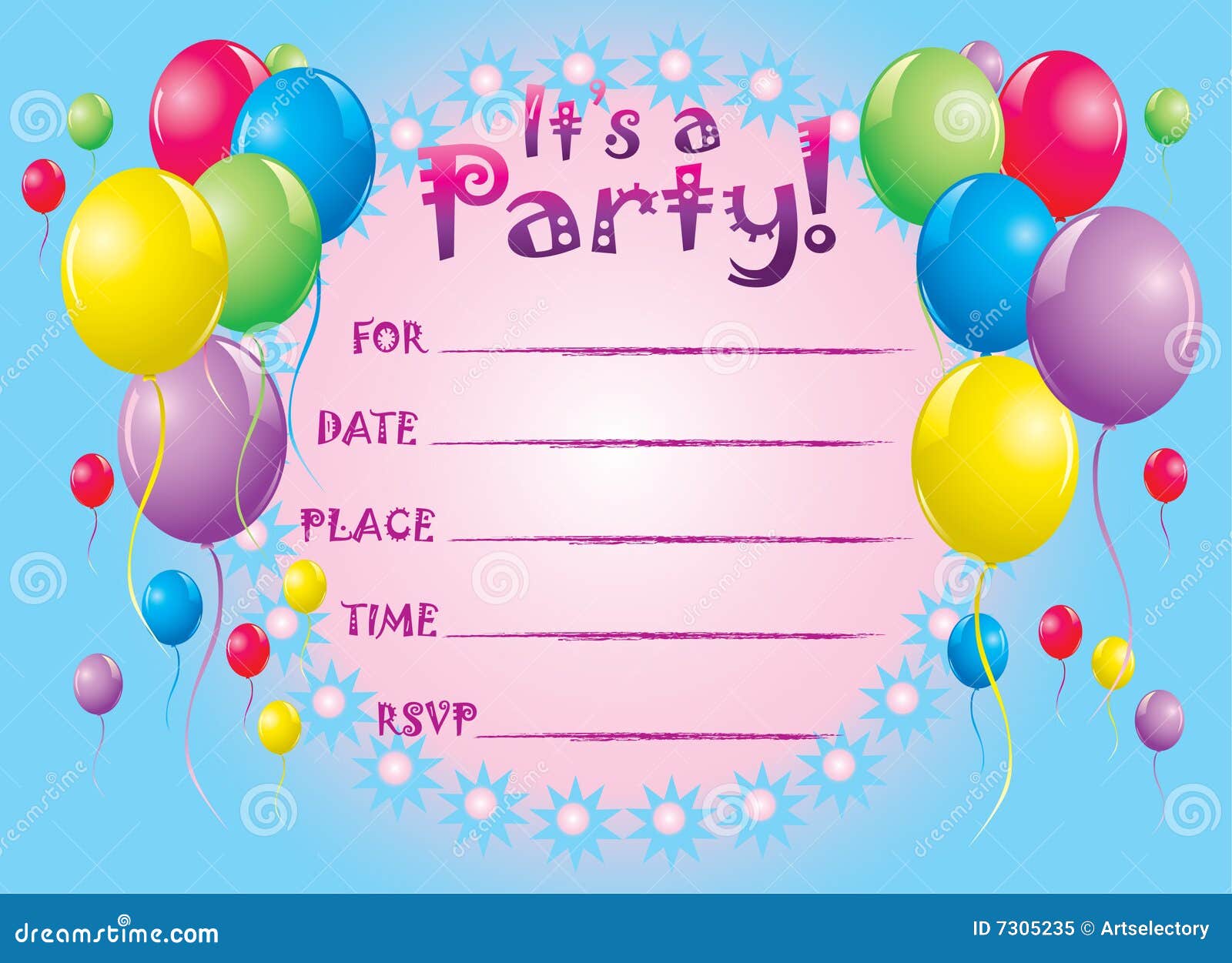 Birthday invite card stock vector. Illustration of party - 7305235