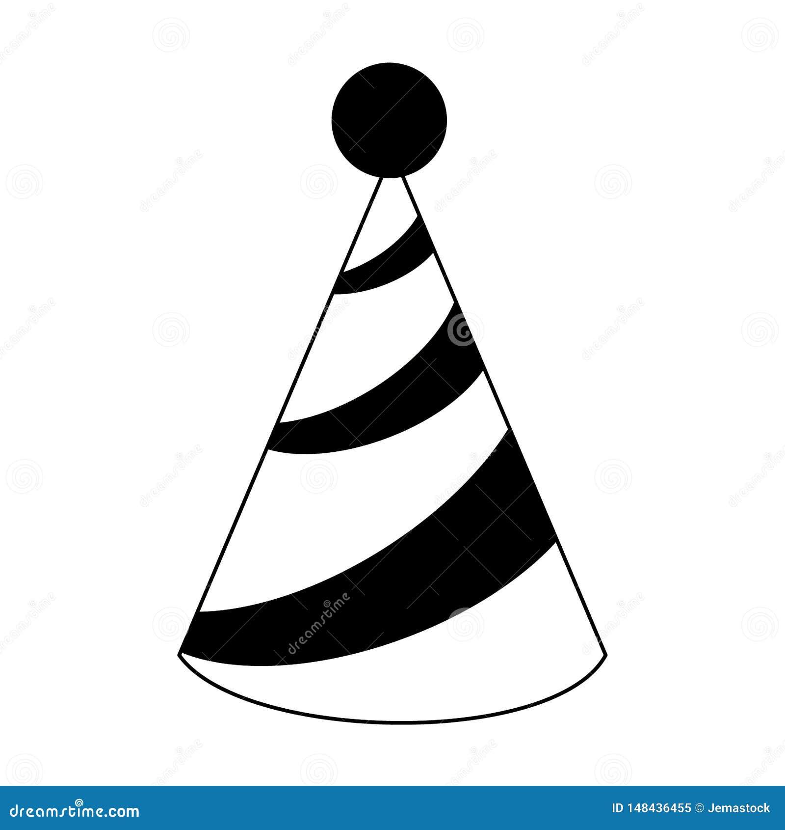Birthday Party Cap Isolated Cartoon In Black And White Stock Vector