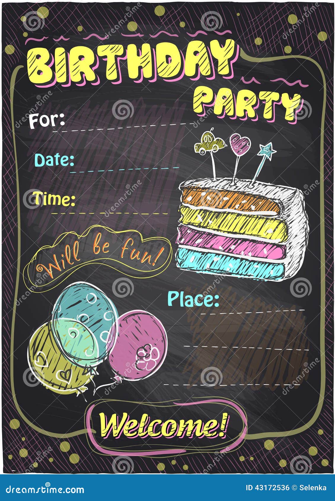 Download Birthday Party Chalkboard Design. Stock Vector ...