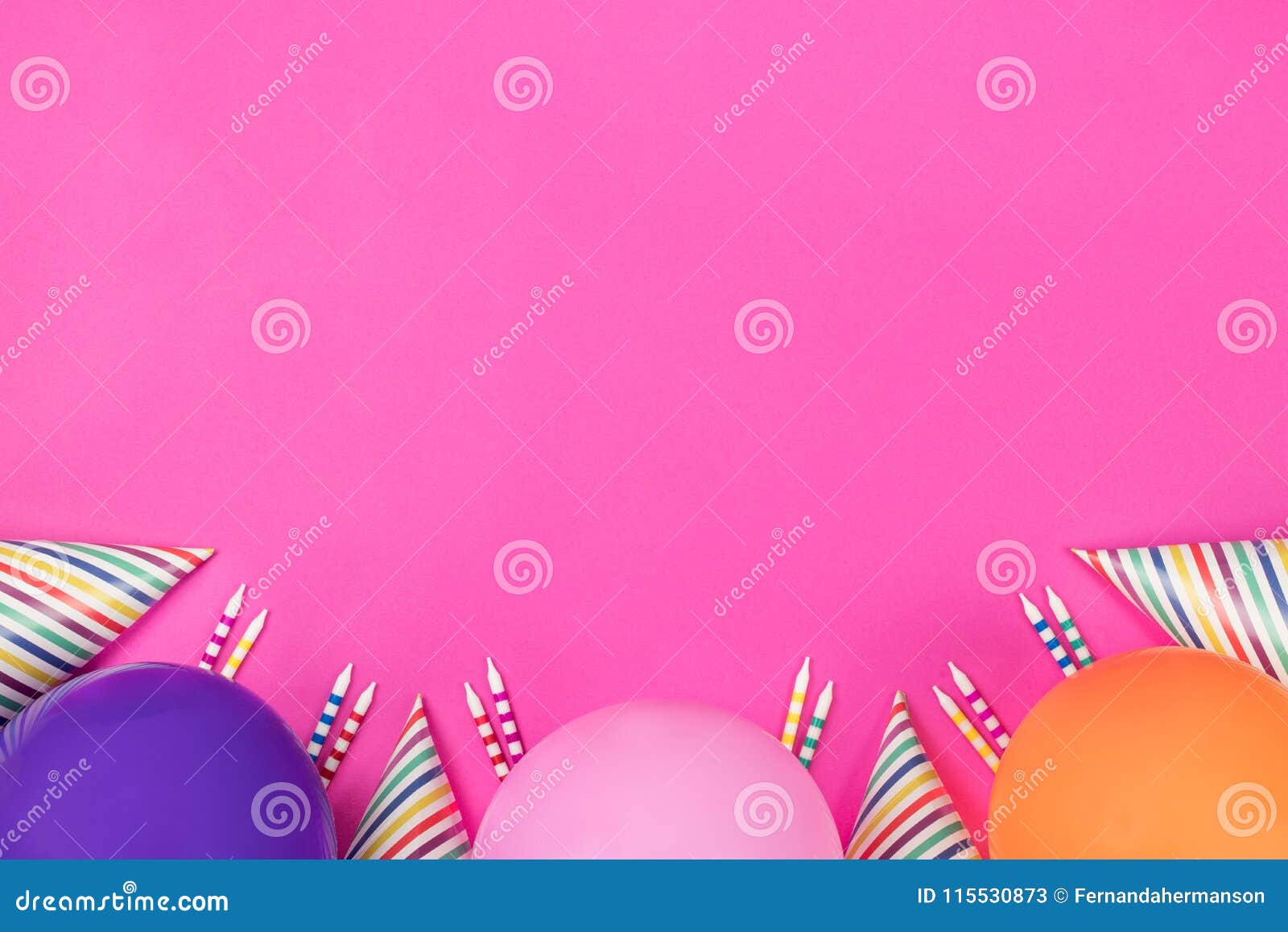 Birthday Party Composition on Pink Background. Top View with Cop Stock ...