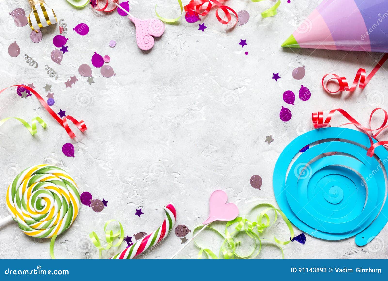 Download Birthday Party Frame With Hat For Mock-up On Stone ...