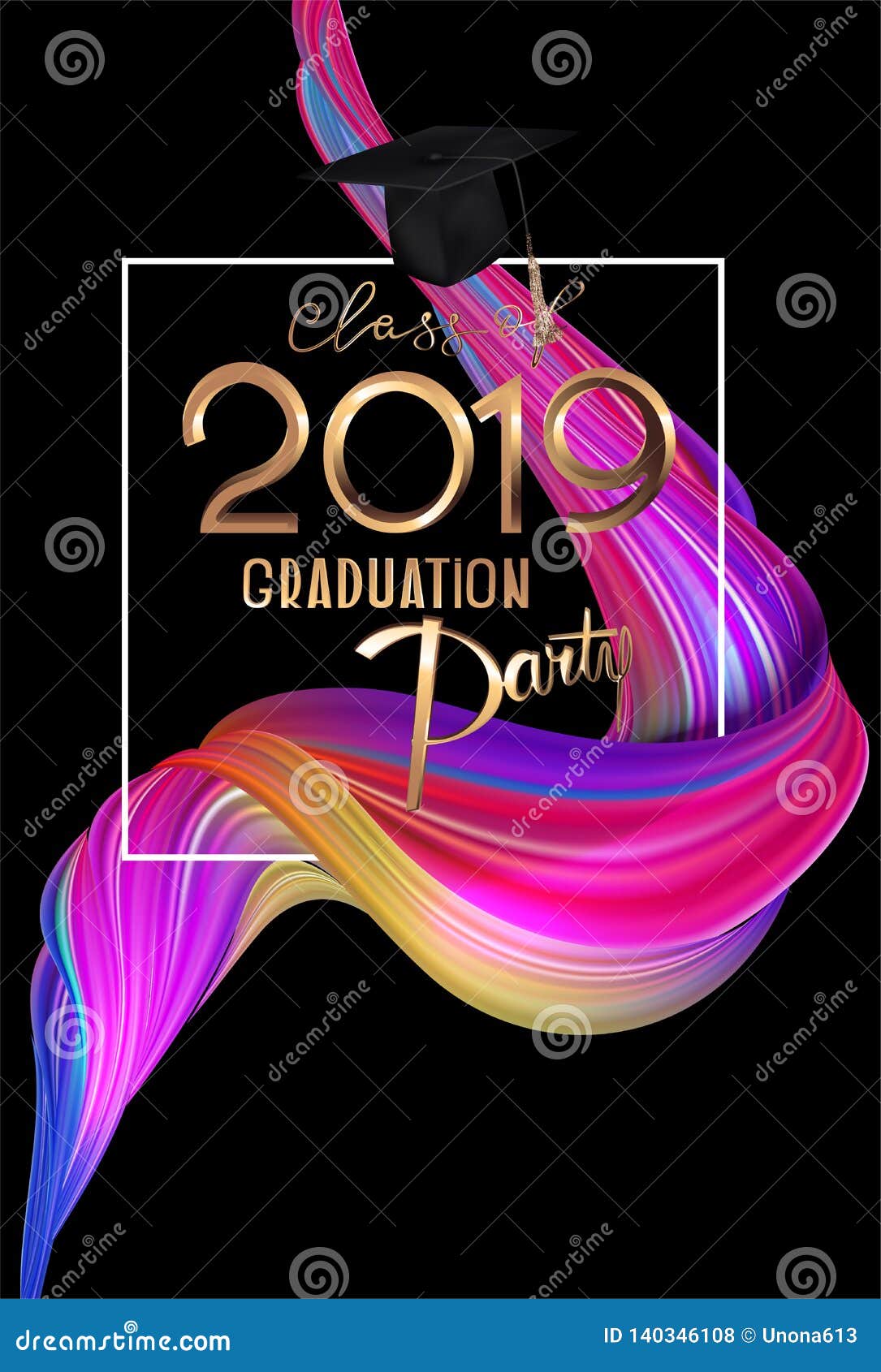 Download GRADUATION PARTY 2019 Banner With Abstract Liquid Substance And Graduation Cap. Stock Vector ...