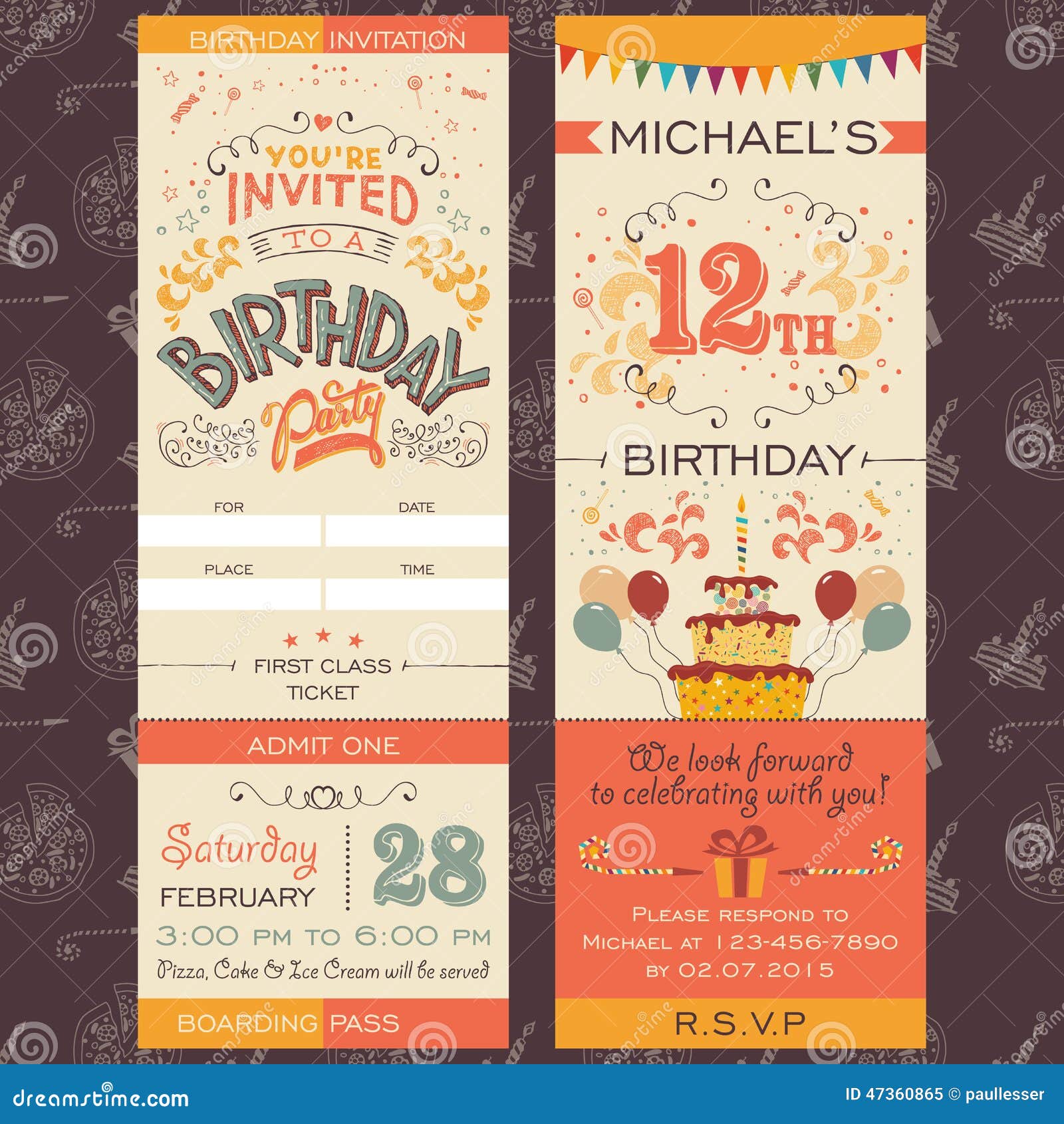 Birthday Invitation Card Vector Poster Design. Happy Birthday Greeting
