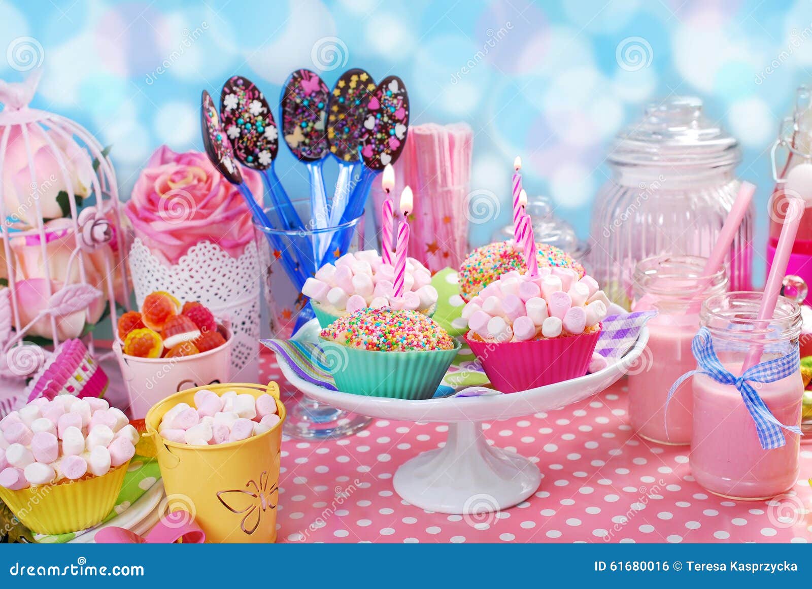Birthday Party Table for Kids Stock Photo - Image of cupcake, candy