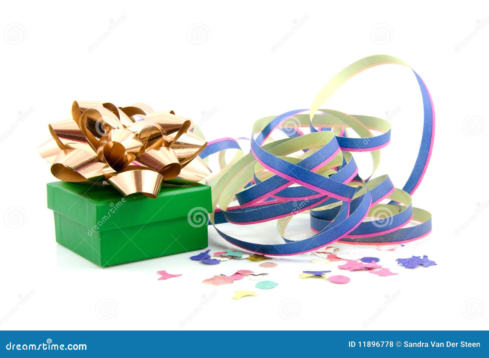 Birthday Present with Streamer Stock Photo Image of happy, isolated