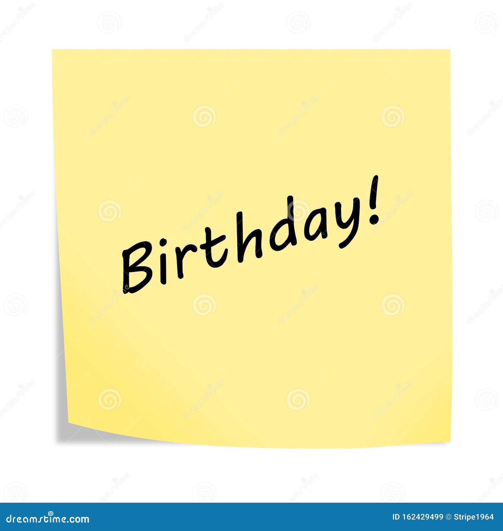Birthday Reminder Post Note Isolated on White with Clipping Path Stock