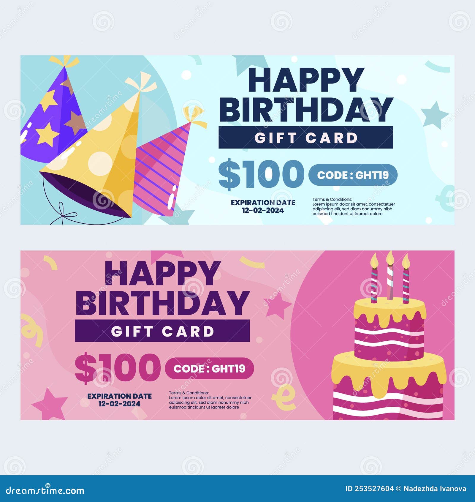 Birthday Sale Coupon Template Design Vector Illustration. Stock Vector