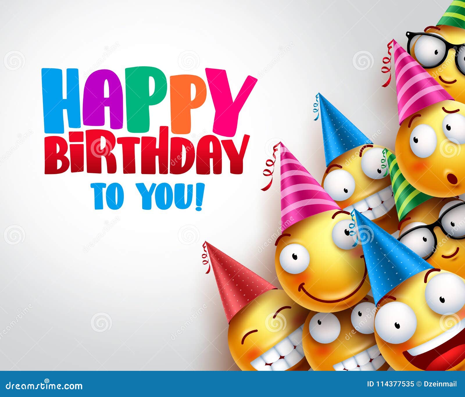 Birthday Smileys Vector Background Design with Yellow Funny and Happy ...