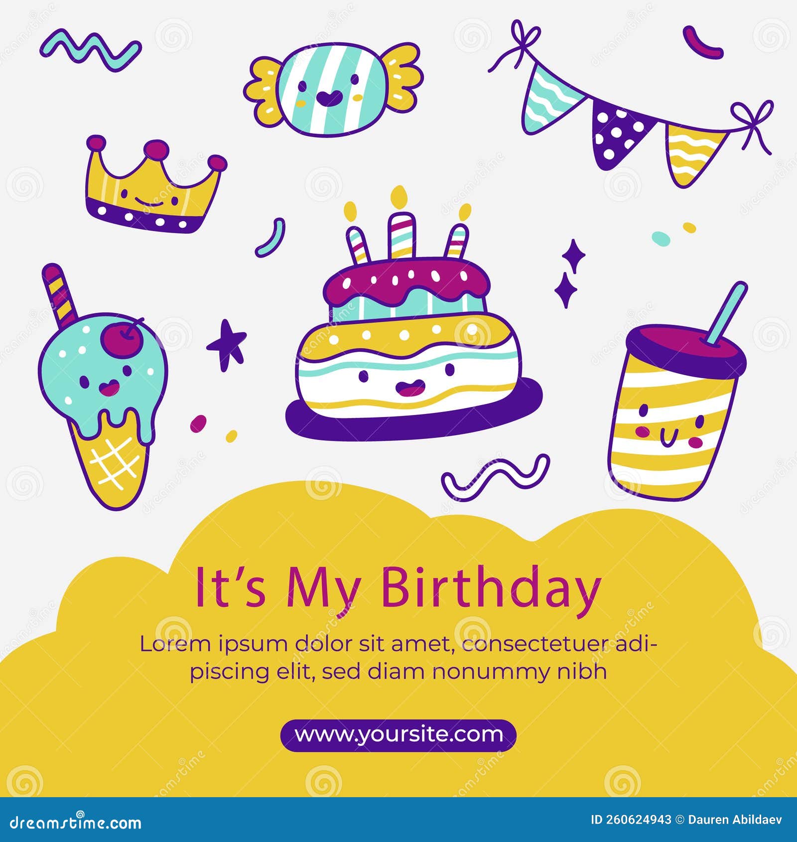 Birthday Template Design Vector Illustration. Stock Illustration