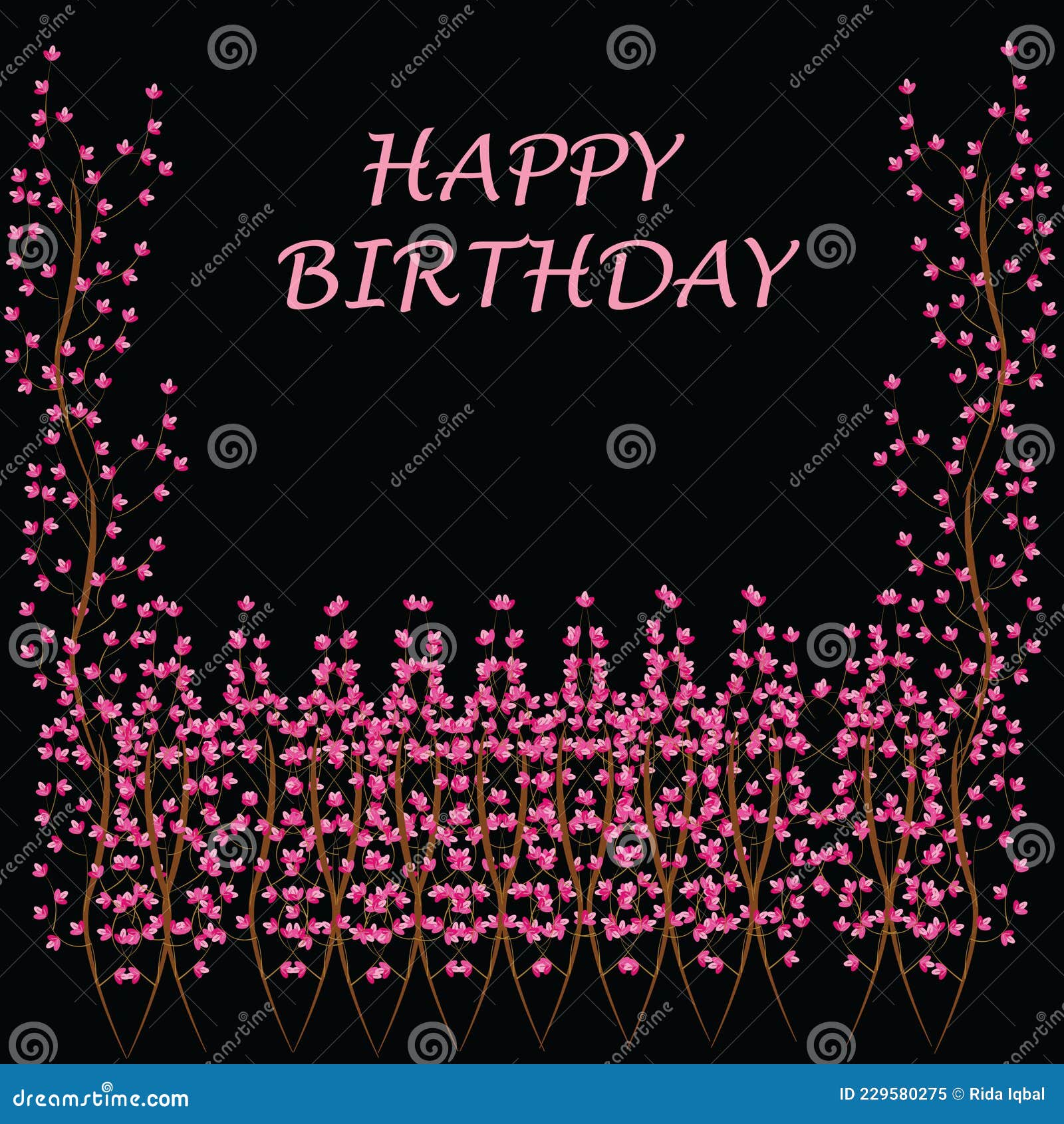 Happy Birthday Pink Floral Background Cover Page Stock Illustration -  Illustration of happy, flowers: 229580275