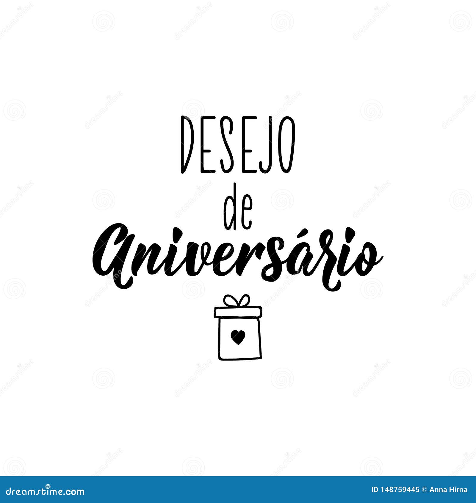 birthday wish in portuguese. ink  with hand-drawn lettering. desejo de aniversario
