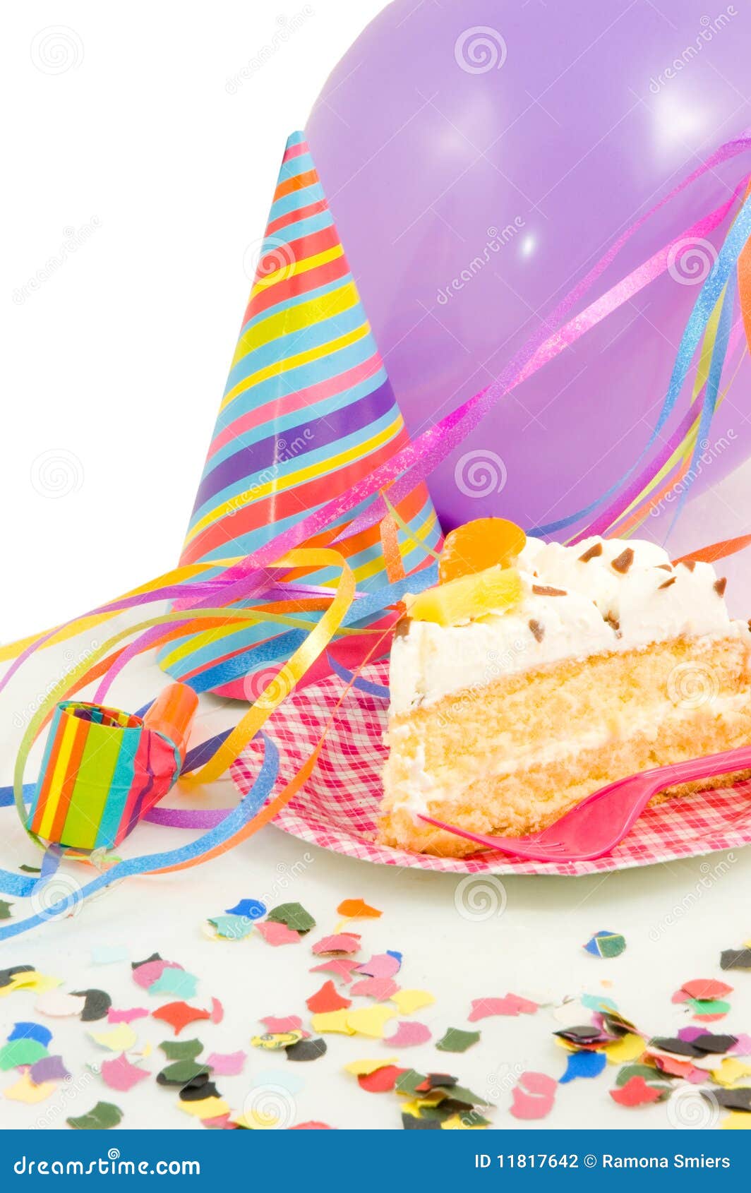 Birthdaycake with Balloon and Streamers Stock Photo Image of closeup