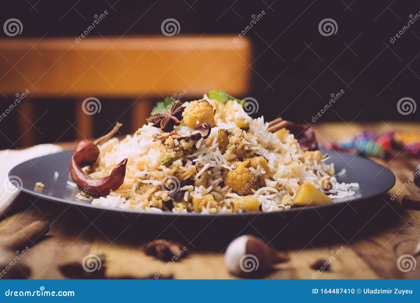 Biryani Rice Vegetable Biryani. Indian Basmati Rice, Curry Vegetables