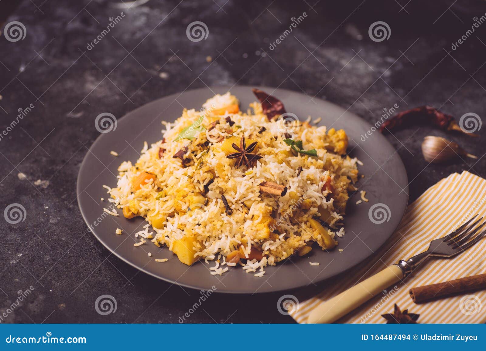 Biryani Rice Vegetable Biryani. Indian Basmati Rice, Curry Vegetables