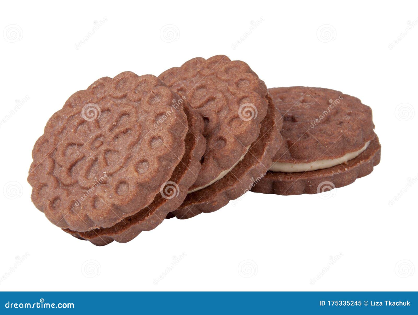 Biscuit Cookies with Cream Isolated on the White Stock Image Image of