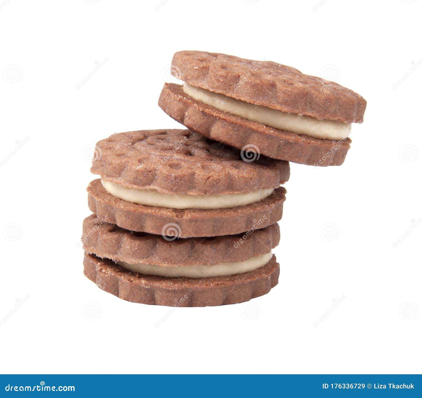 Biscuit Cookies with Cream Isolated on the White Stock Image Image of