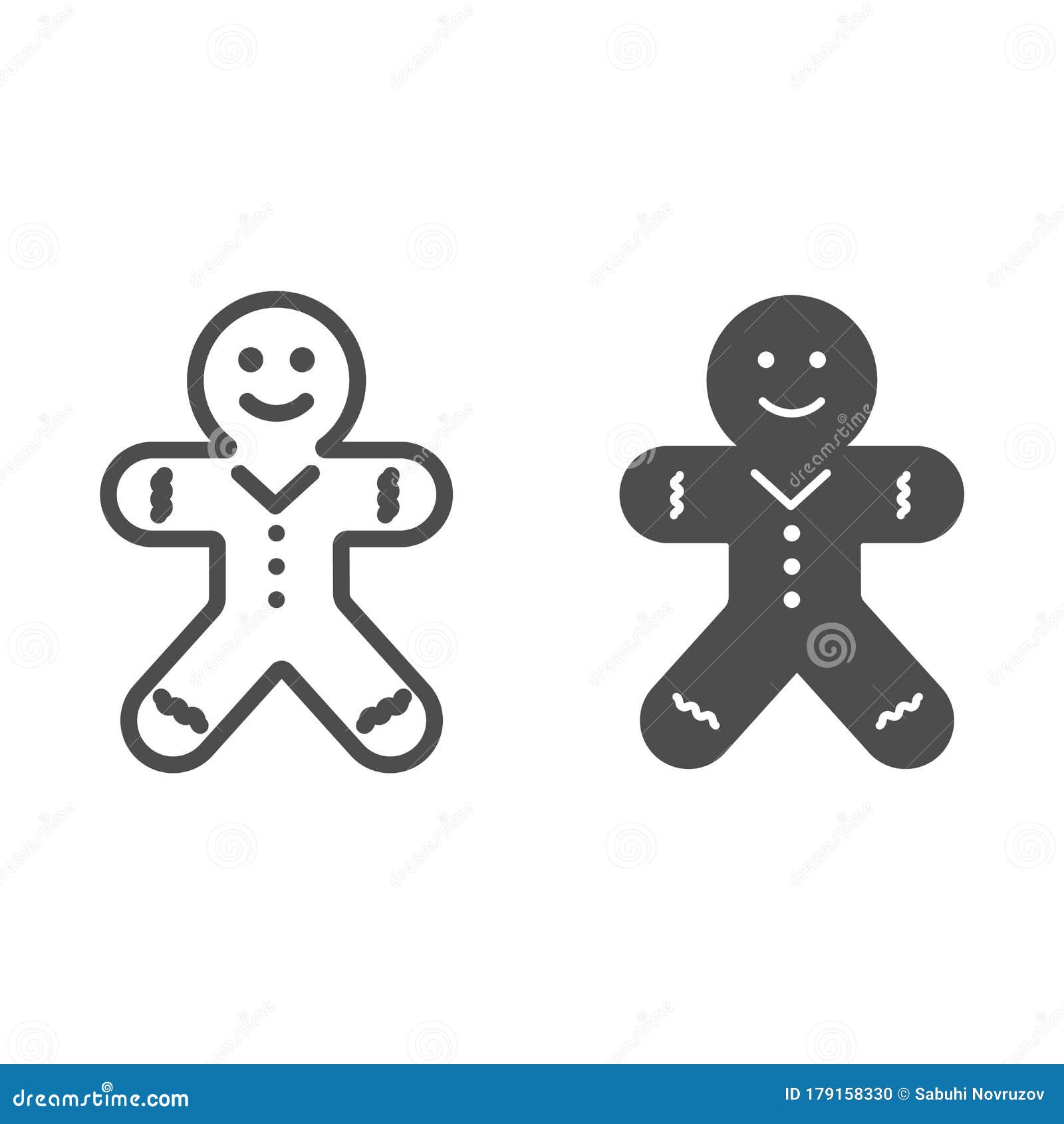 biscuit man line and solid icon. gingerbread man outline style pictogram on white background. christmas cookie for