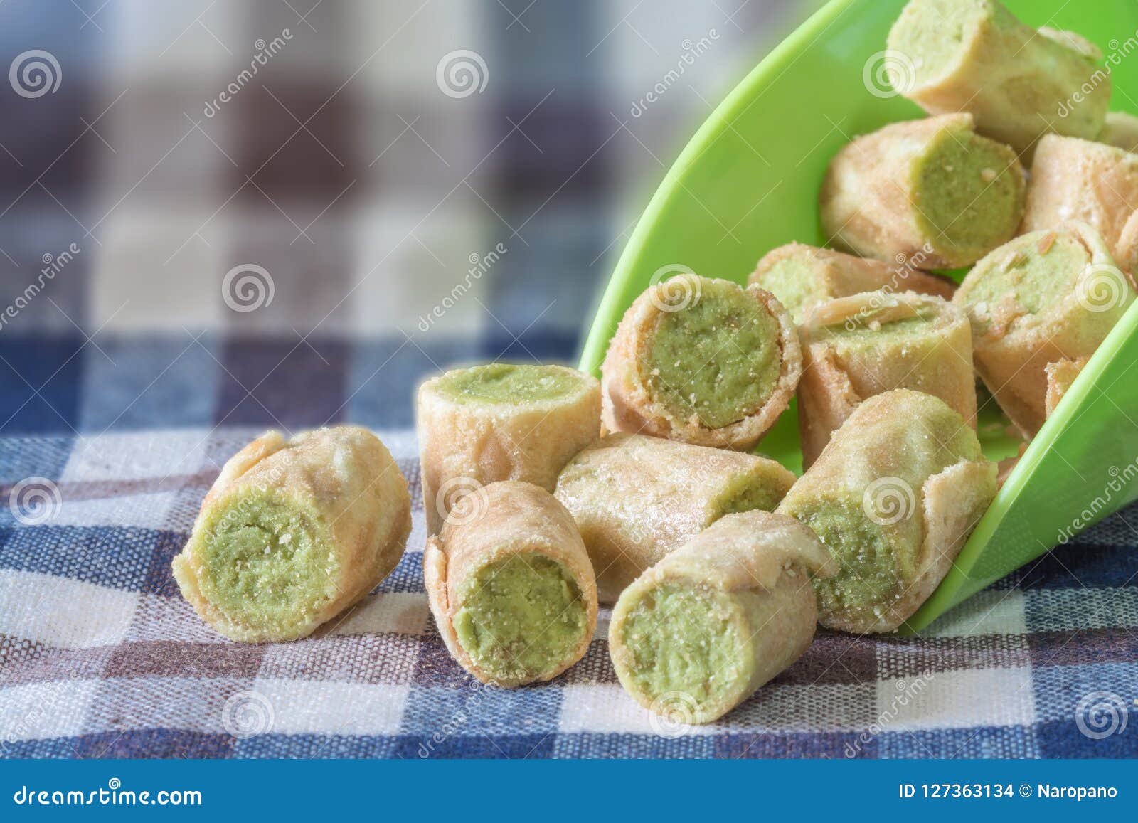 Biscuit roll green tea stock photo. Image of cream, yellow 127363134