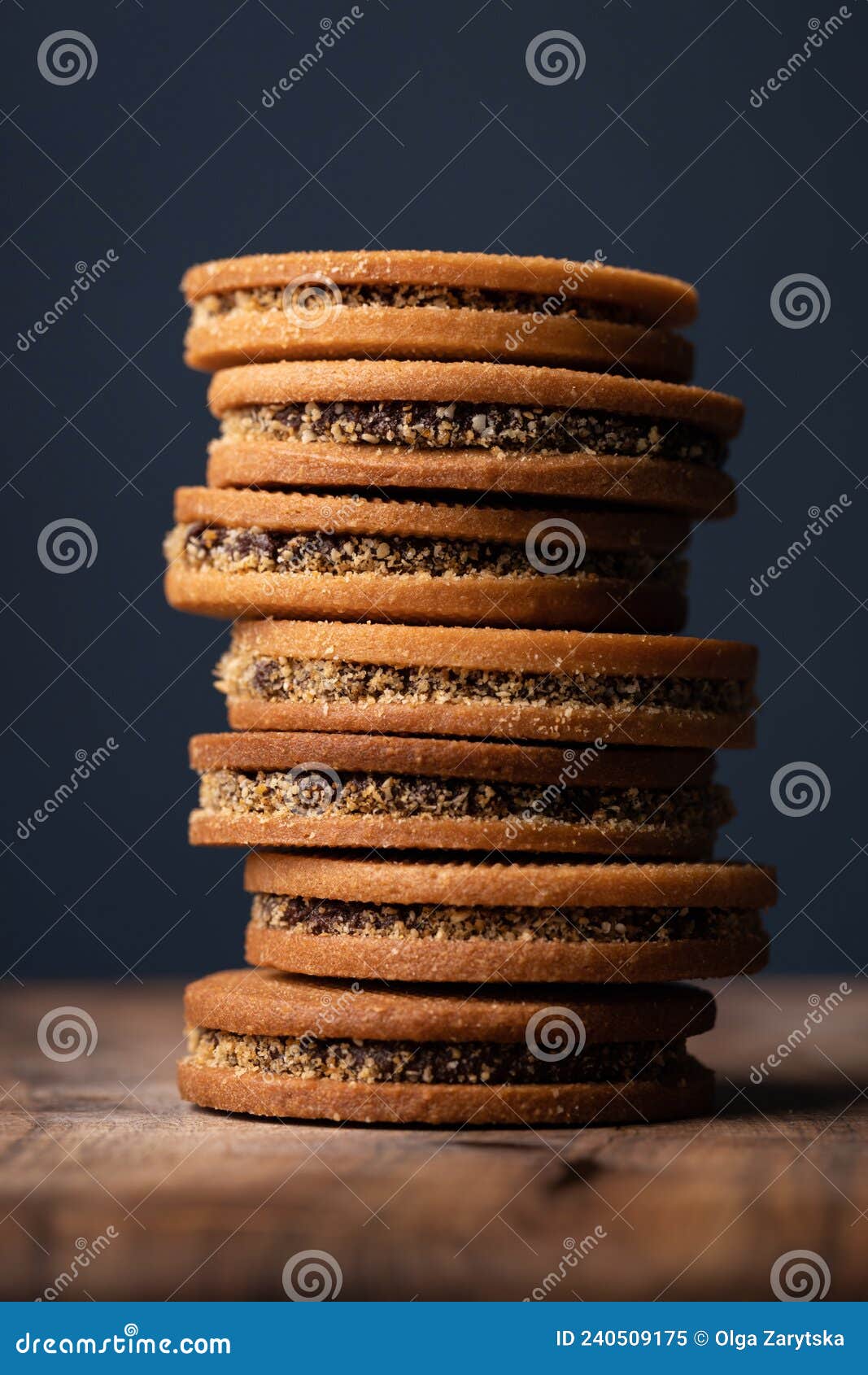 Biscuit Sandwiches with Chocolate Filling. Stock Image Image of stack