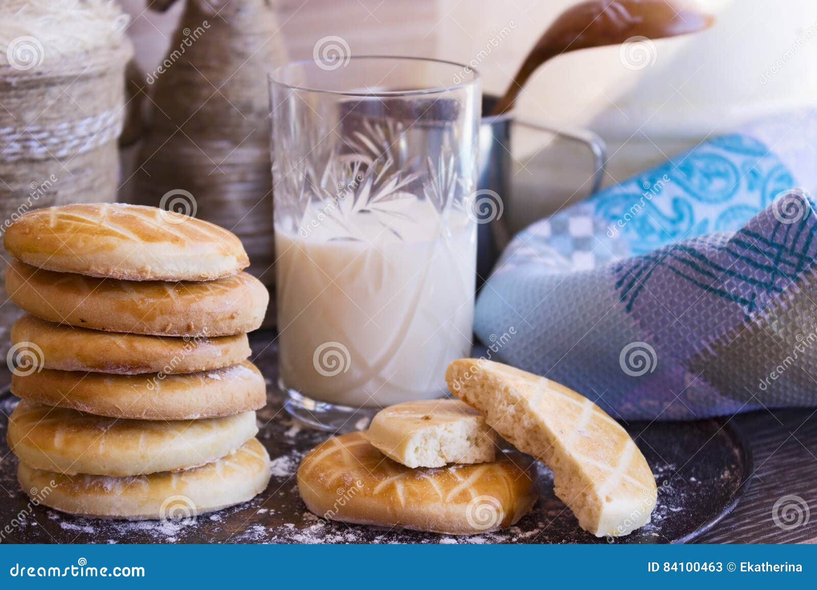Biscuits with a Glass of Milk on Tray Stock Image Image of sweet