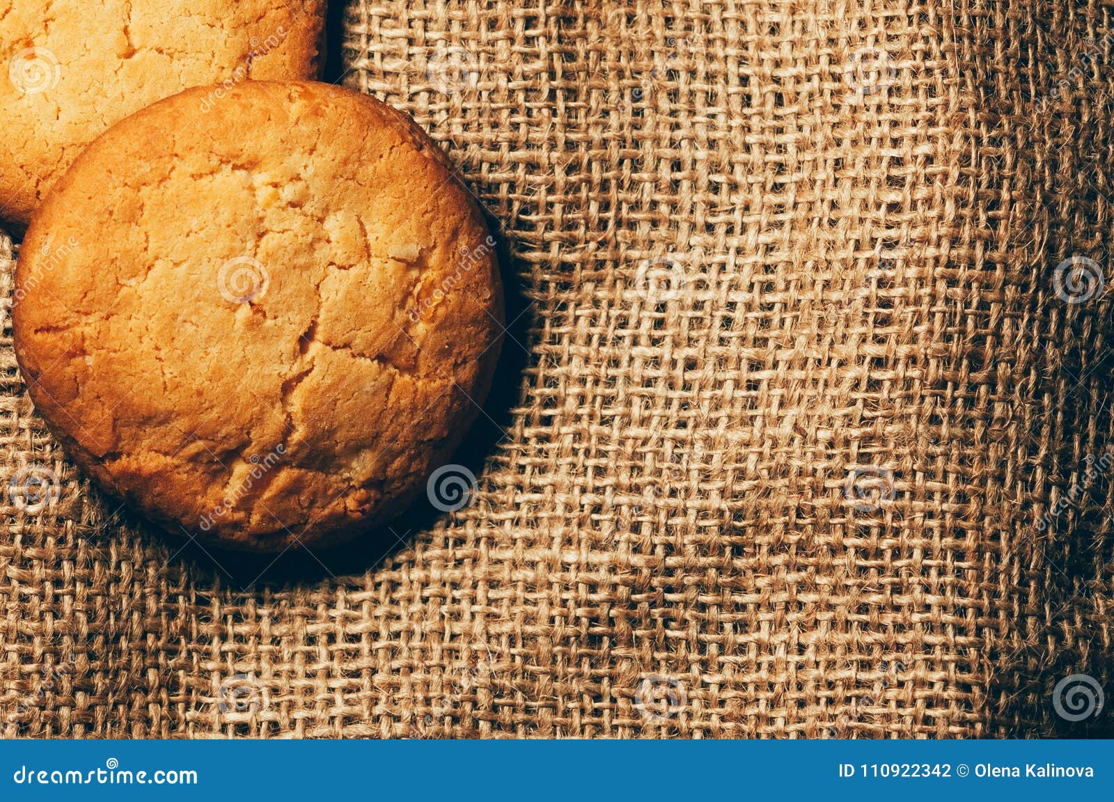 Biscuits on Raw Burlap Material Stock Photo Image of concept, crunchy