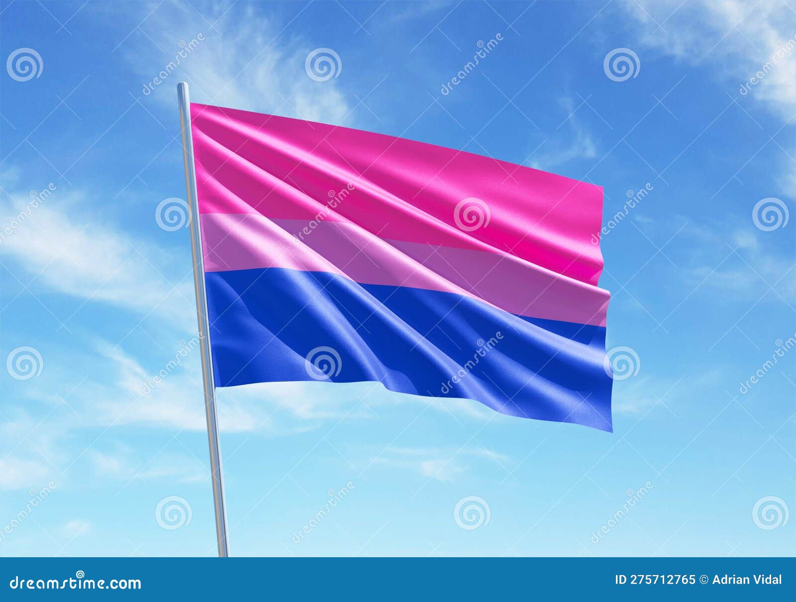 Bisexual Flag Waving in a Blue Sky Background for LGBTQIA+ Pride Month ...