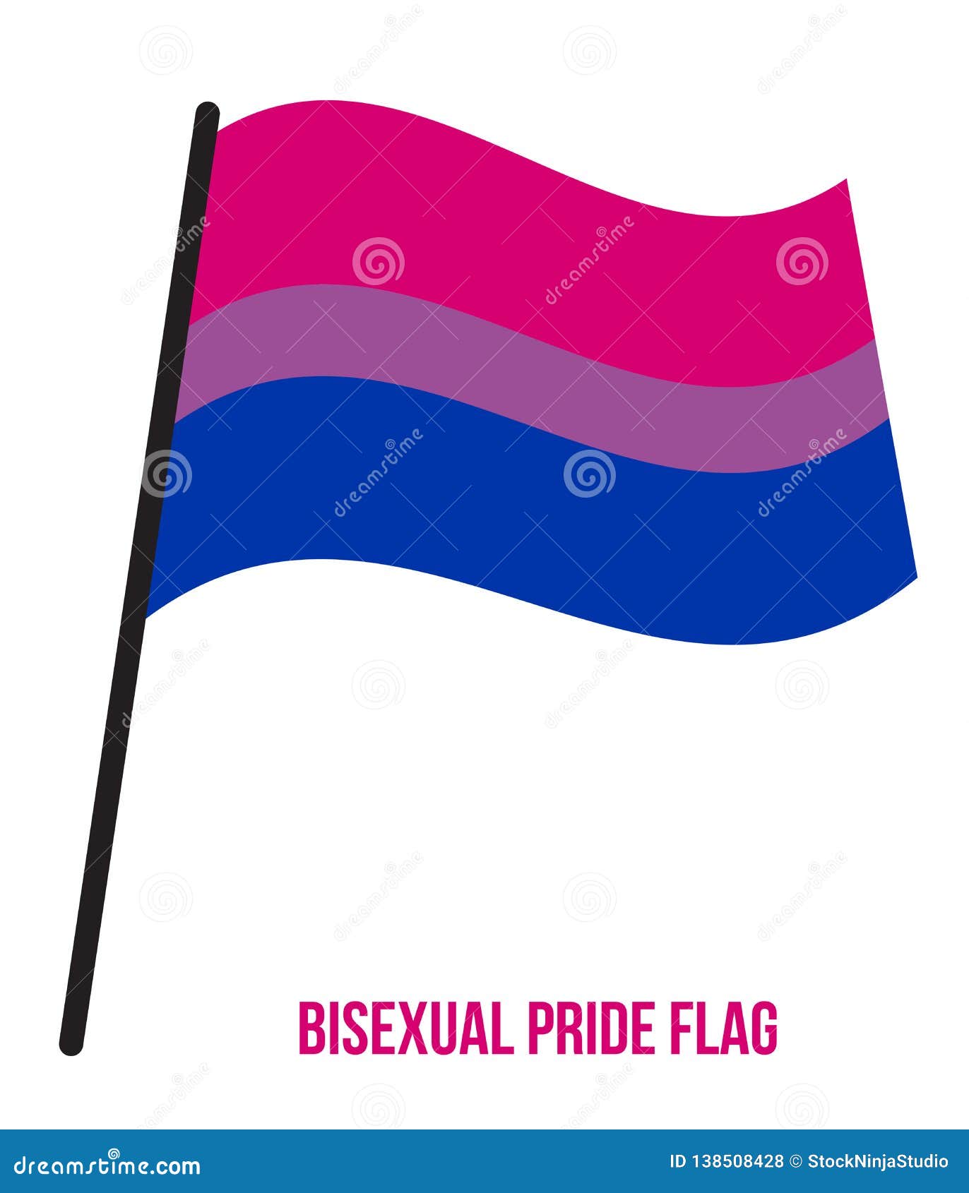 Bisexual Pride Flag Designed with Correct Color Scheme. Symbol of