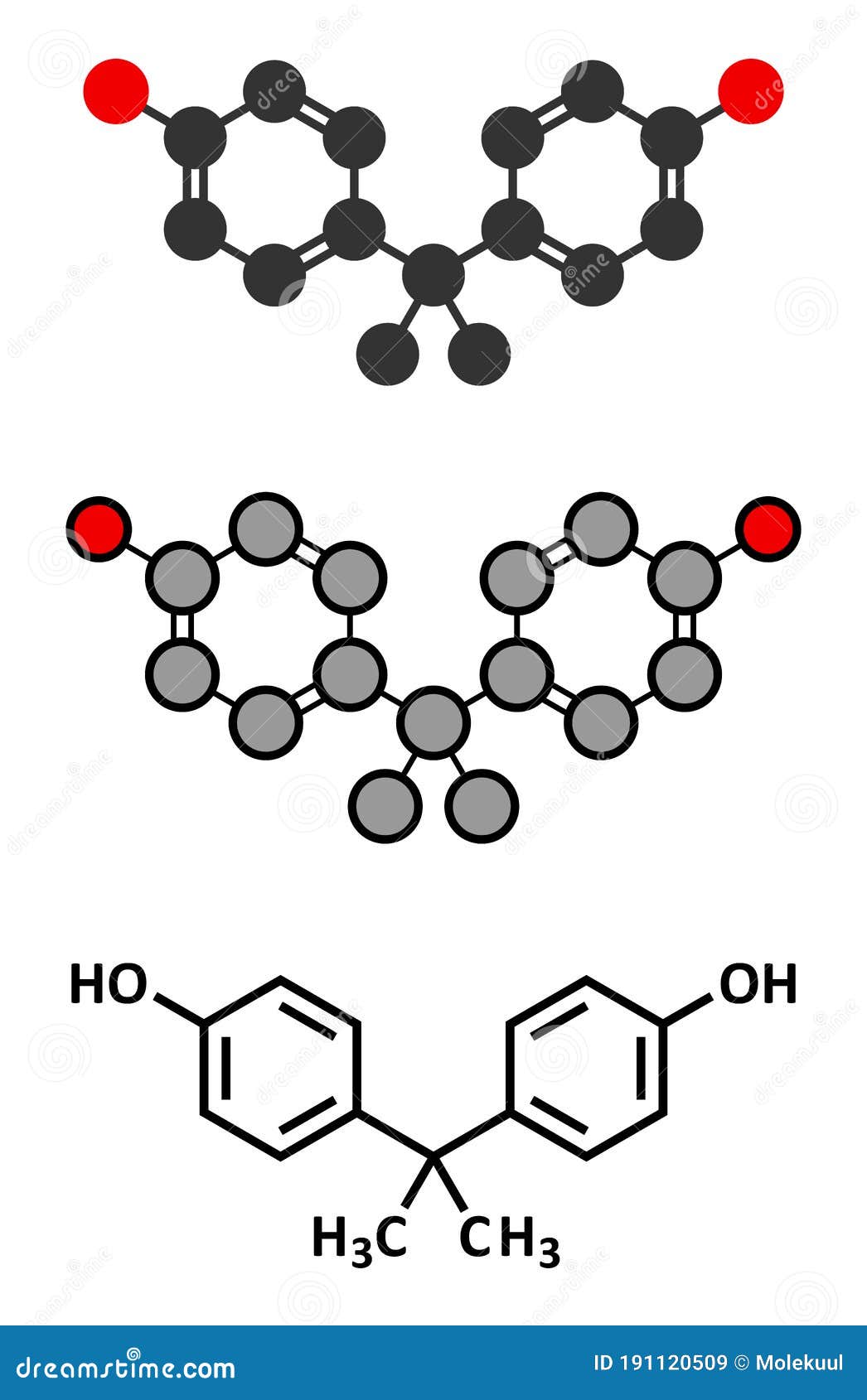 Bisphenol a (BPA) Plastic Pollutant Molecule. Chemical Often Present in