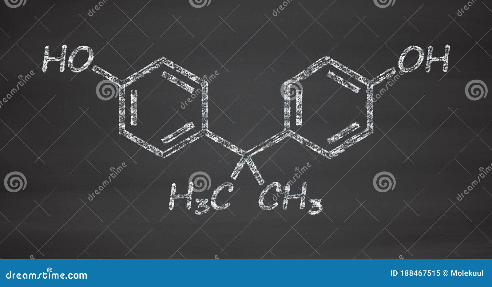 Bisphenol a (BPA) Plastic Pollutant Molecule. Chemical Often Present in