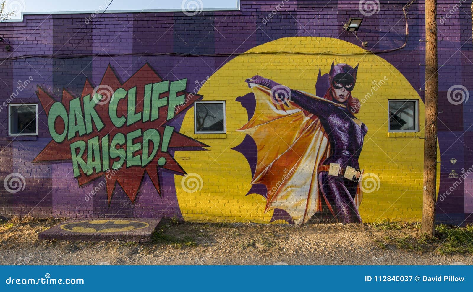 Bispo Mural Arts District De Batgirl, Dallas, Texas Fotografia