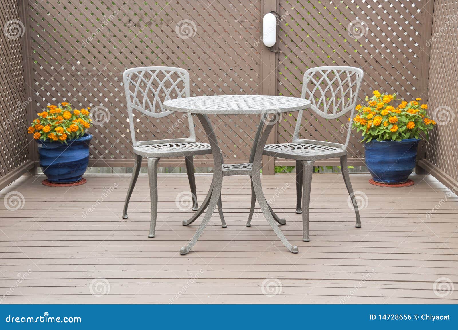 bistro table and chairs on the deck