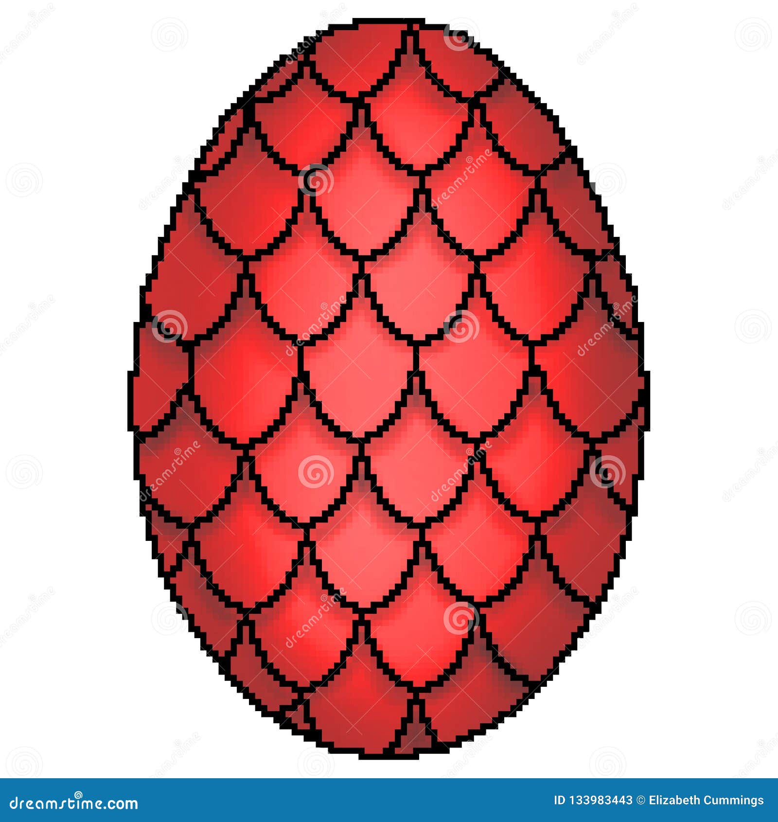 8 Bit Drawn Colorfully Designed Scaled Dragon Egg Stock Illustration